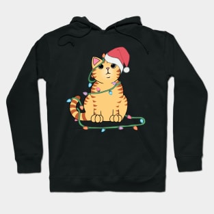 Orange Tabby Cat Christmas lights funny cat lover xmas hat Hoodie